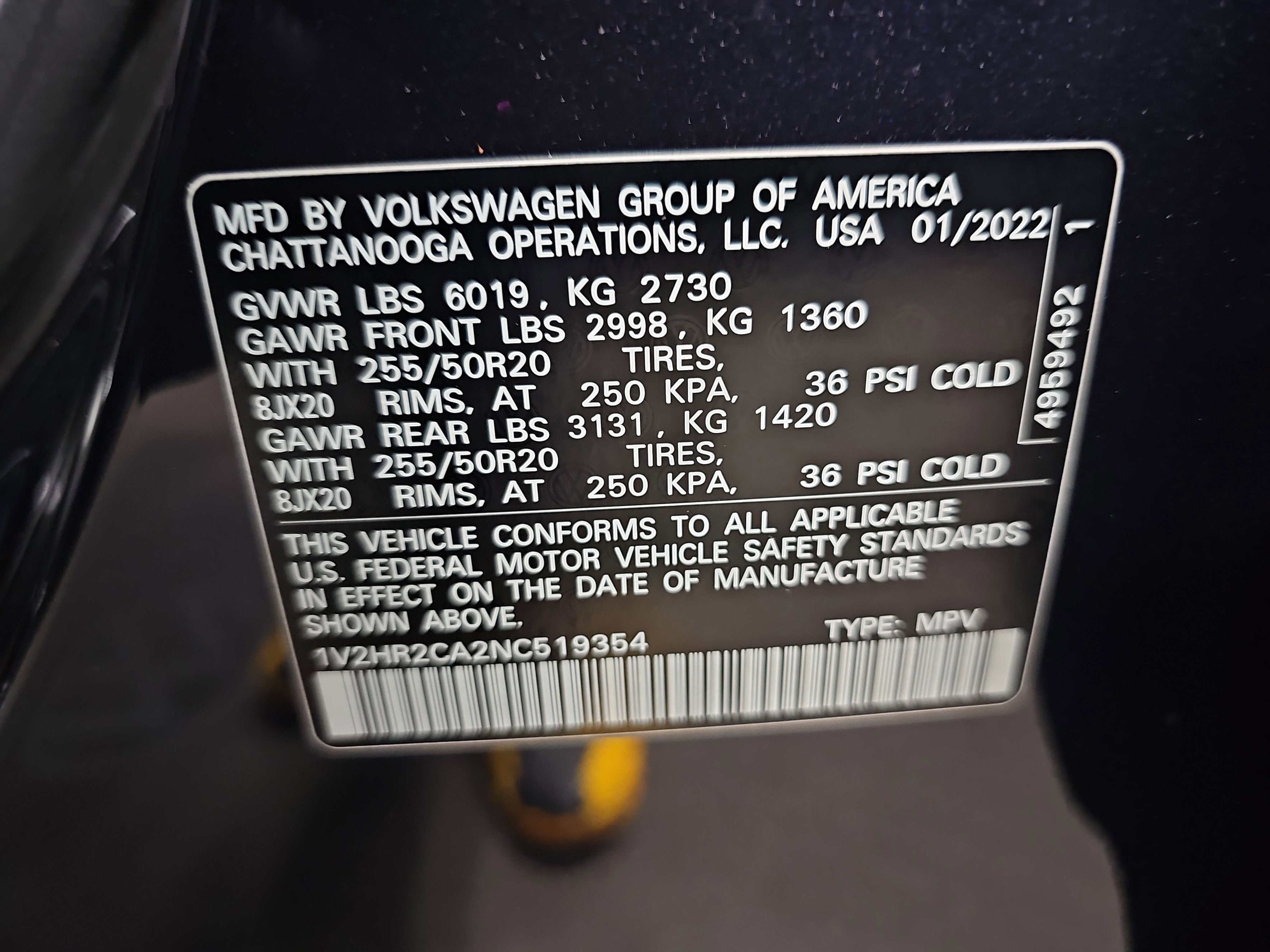 2022 Volkswagen Atlas 3.6L V6 SE w/Technology